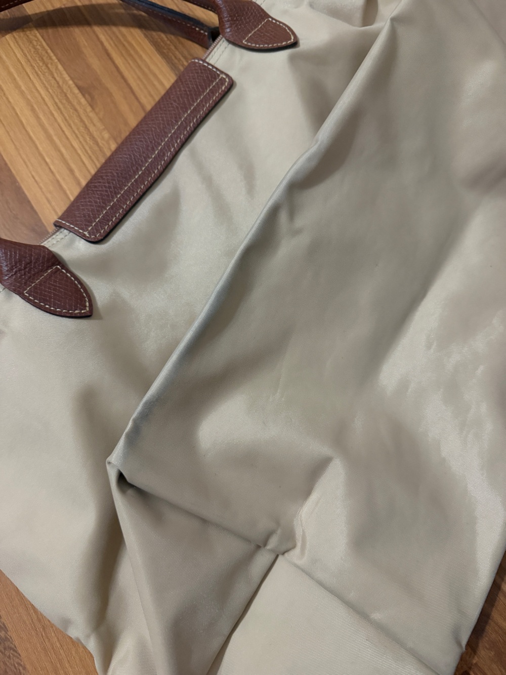 Longchamp Le Pliage Large Tote Beige with Brown - Picture 5 of 7